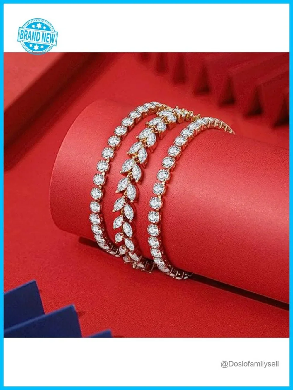 3 Pcs Tennis Bracelet Set | Marquise CZ Stones, Adjustable Stackable, Gold